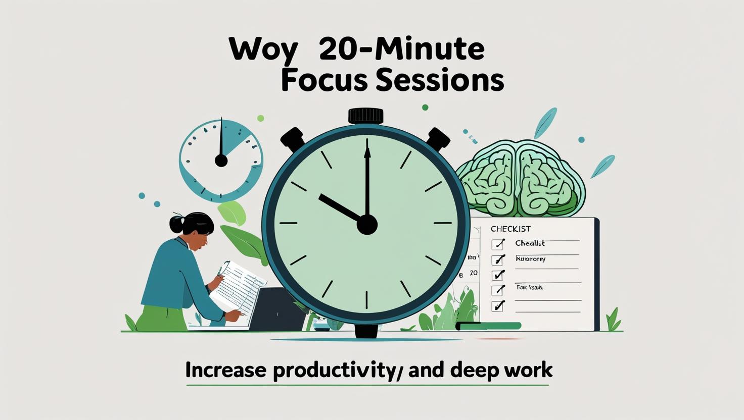 Person using a timer for a 20-minute focus session to improve deep work and productivity.
