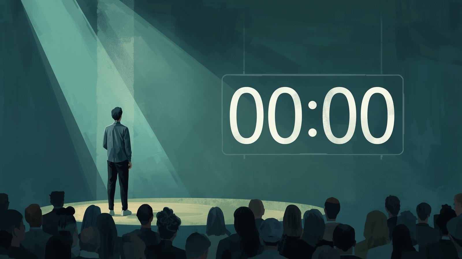 Countdown timer on stage helping speakers and performers manage time confidently