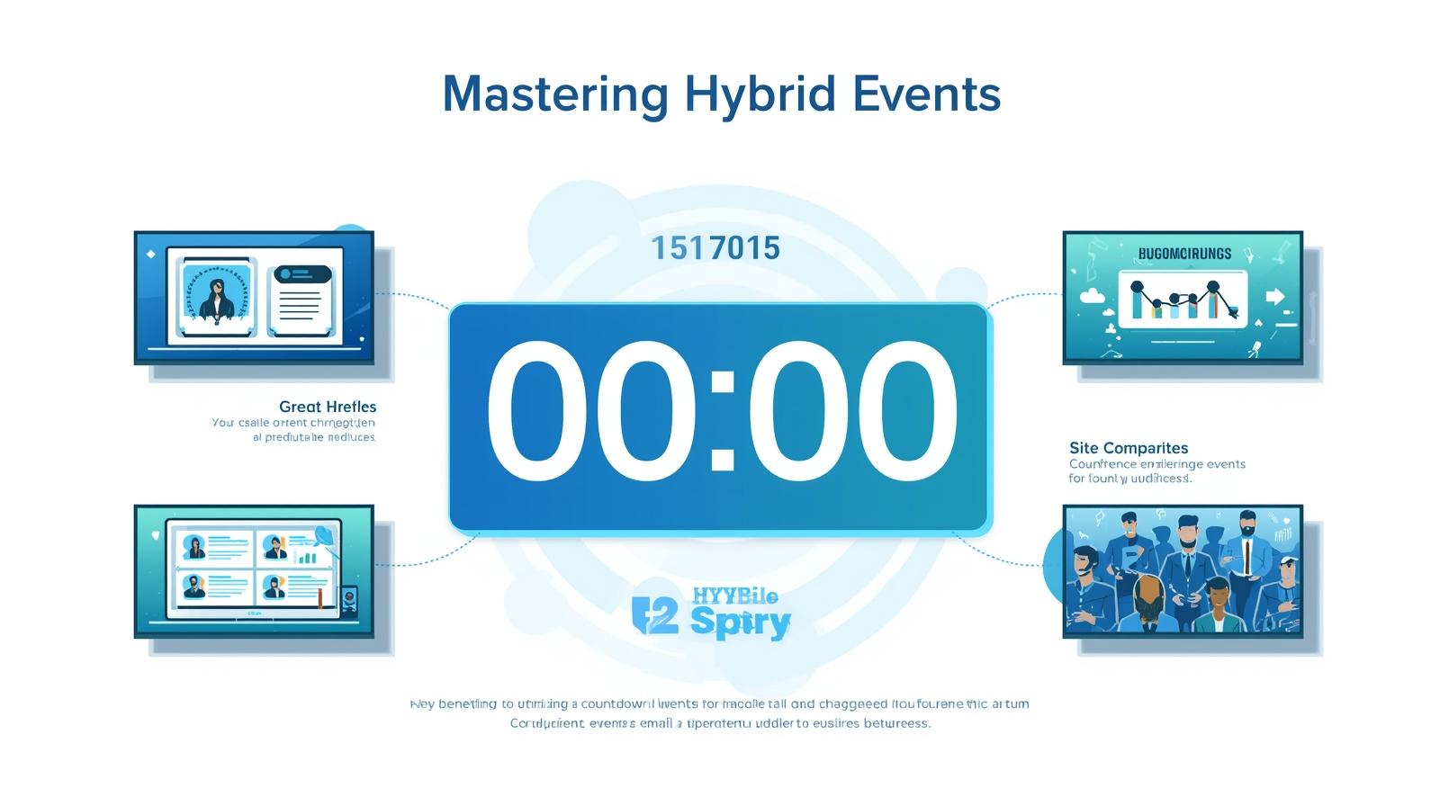 Countdown timer displayed on screen during a hybrid event to engage online and on-site audiences