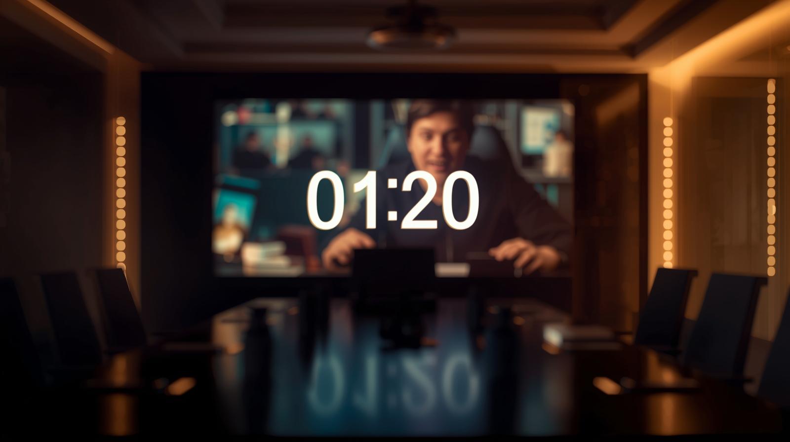 Countdown timer displayed during a webinar session to keep speakers on track