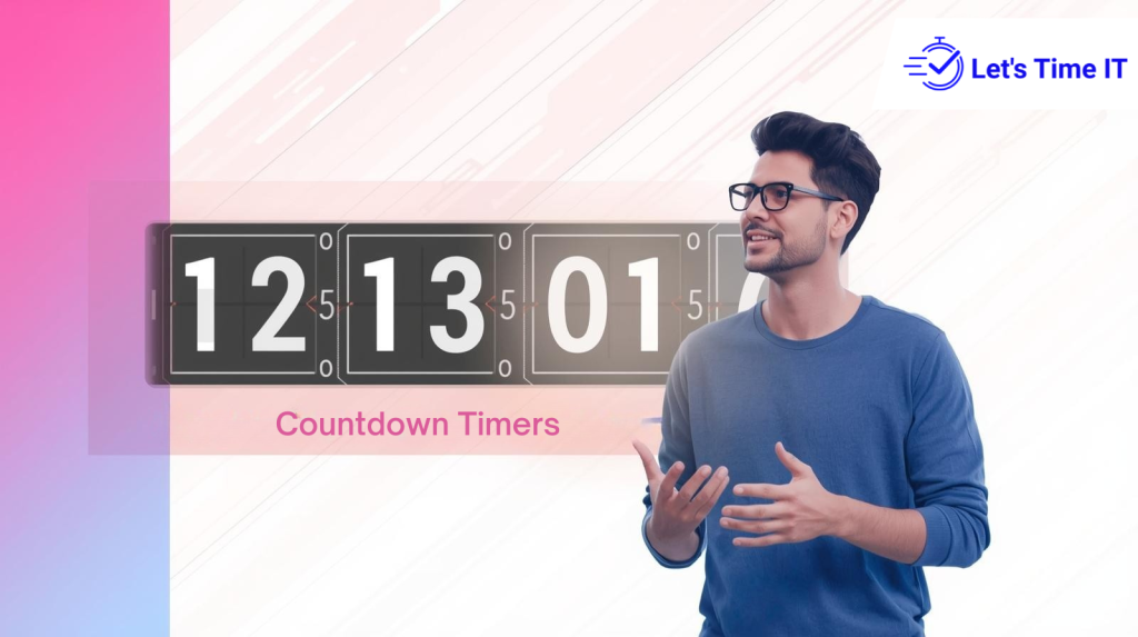 Speaker using a countdown timer to stay on track with speech timing at an event