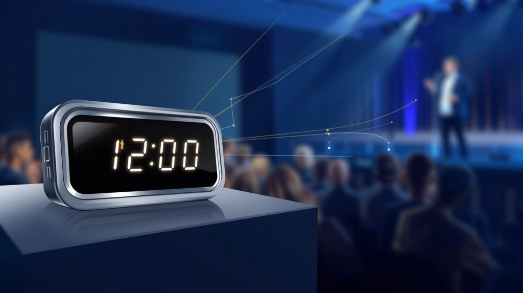 Stage timer helping speakers stay on schedule during a conference
