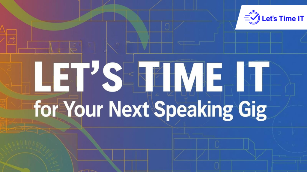 Speaker using a countdown timer on stage for perfect timing during a speaking gig.