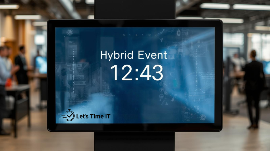 Countdown timer integration for hybrid events with synchronized virtual and in-person sessions