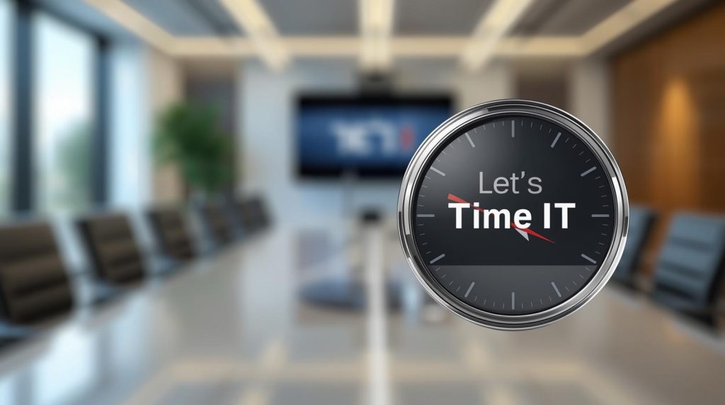 Presenter using a digital countdown timer during a live event to maintain smooth session flow.