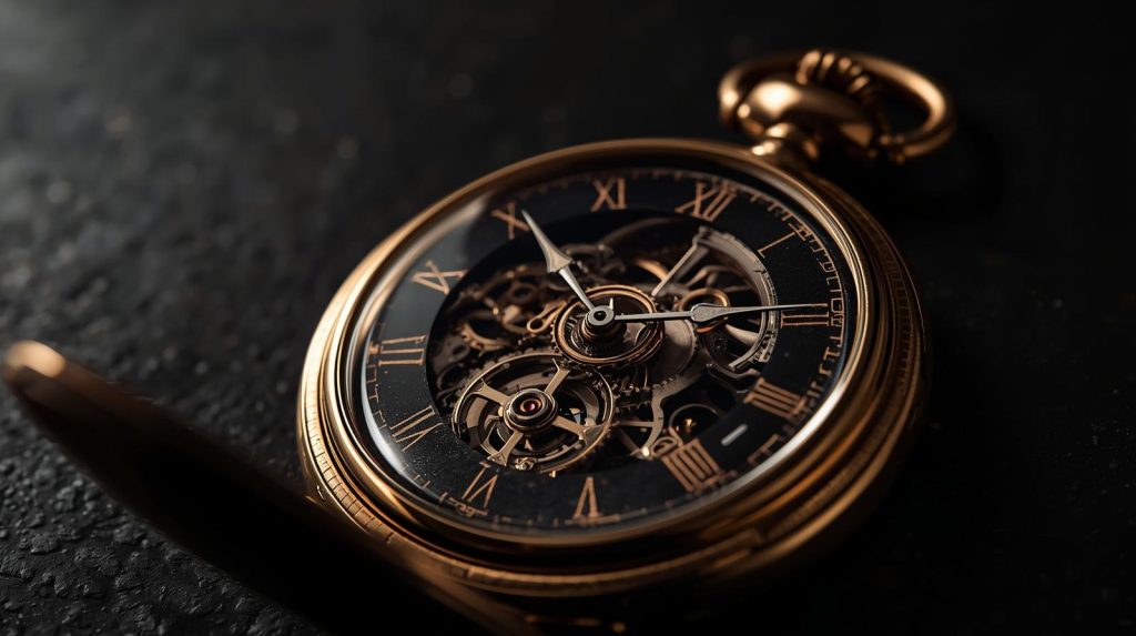 Event organizer monitoring a live clock with seconds and countdown timer during a conference session.