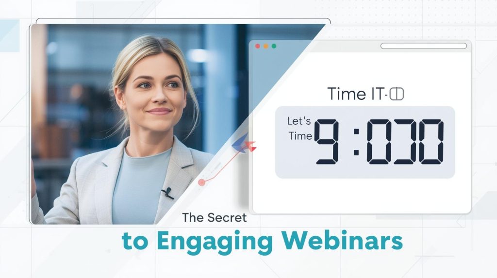 Speaker using a timer during a live webinar to manage session time effectively.