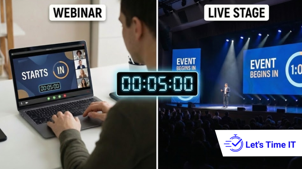 Countdown timer for webinars to live stages