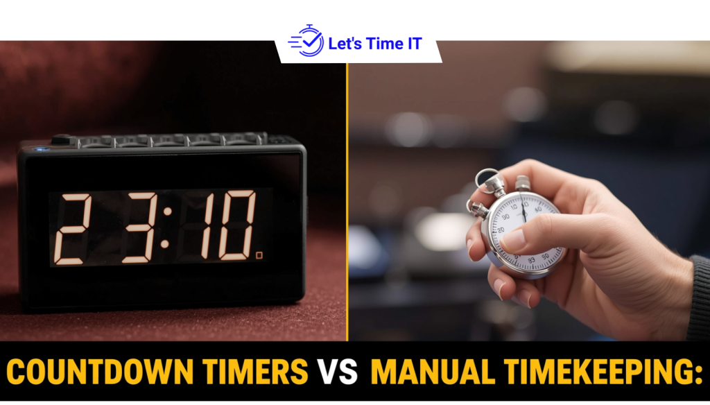 Timekeeping for events using countdown timer vs manual methods for managing sessions and speakers